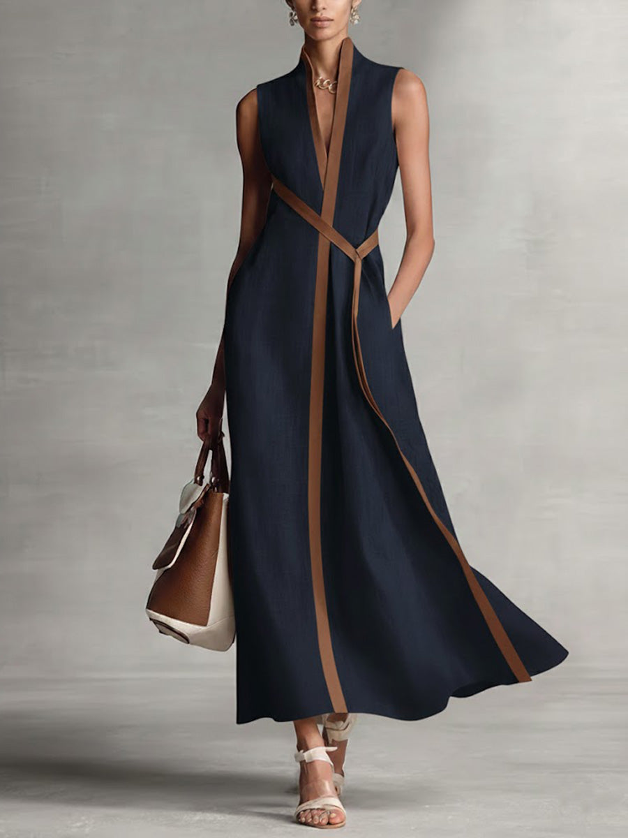 ✨✨Buy 2 Pcs Free Shipping - Women's Stand-up Collar Sleeveless Casual Loose Cotton And Linen Dress